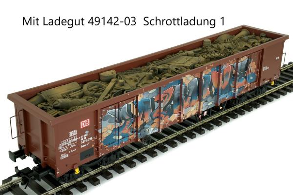 Eanos DB, braun mit Graffiti und Ladegut Schrottladung Nr.1